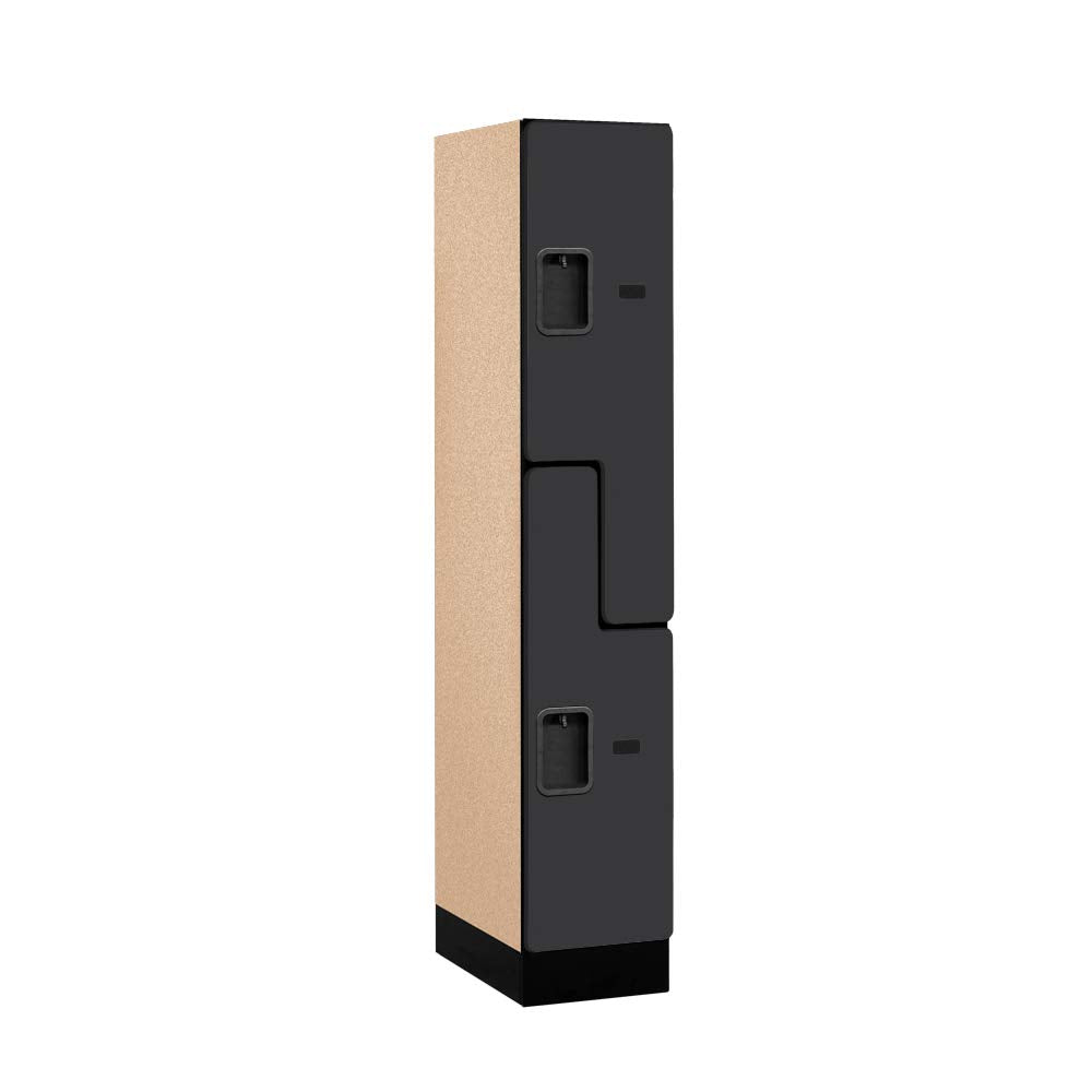 12 Wide Double Tier S Style Designer Wood Locker - 1 Wide - 5 Feet High - 18 Inches Deep - Black