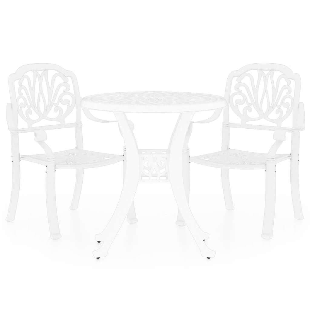 vidaXL 3 Piece Bistro Set Cast Aluminum White