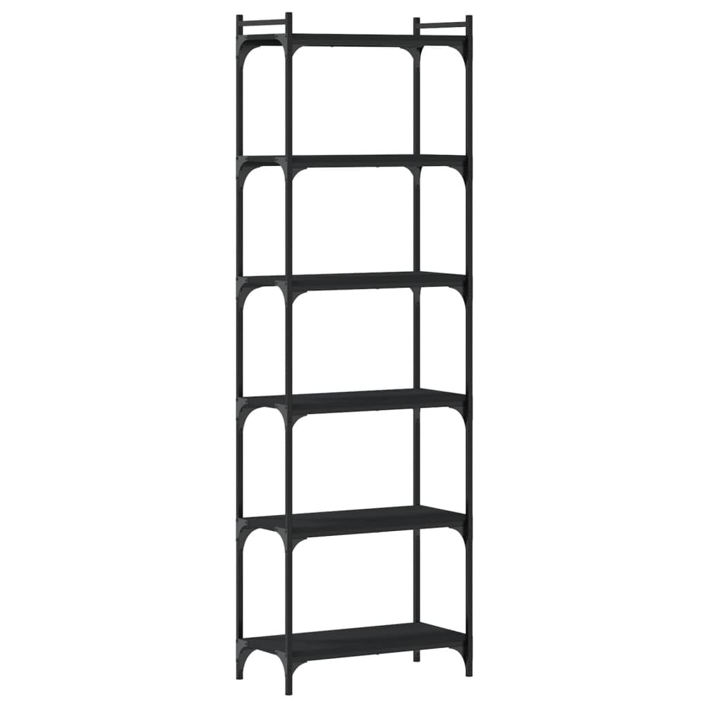vidaXL Bookcase 6-Tier Black 23.6x11.8"x74" Engineered Wood"