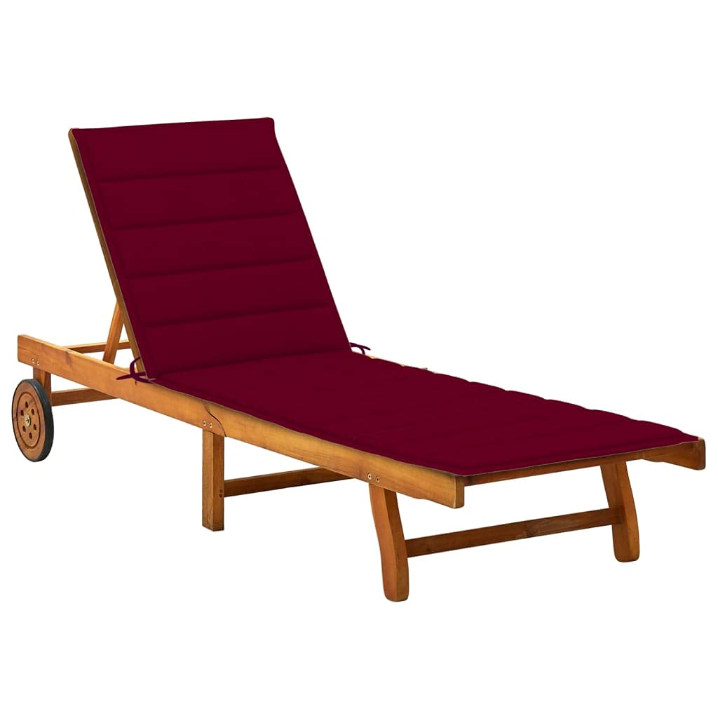 vidaXL Patio Sun Lounger with Cushion Solid Wood Acacia