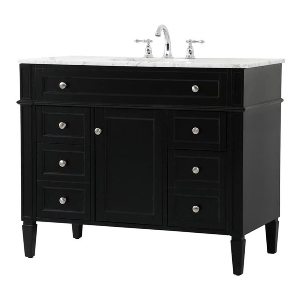 Elegant Decor Park Avenue 42 Metal Mdf Marble Single Bathroom Vanity In Black