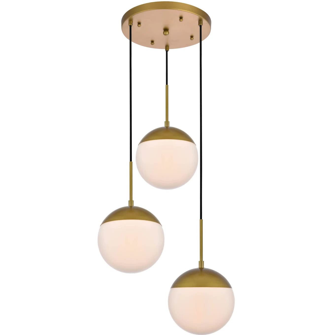 Eclipse 3 Lights Brass Pendant With Frosted White Glass