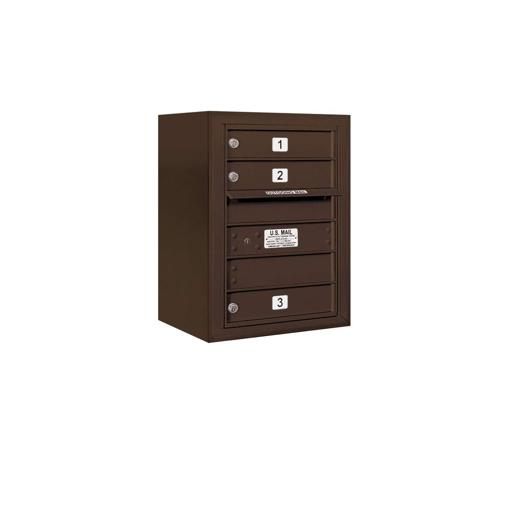6 Door High Surface Mounted 4C Horizontal Mailbox with 3 Doors in Bronze with USPS Access