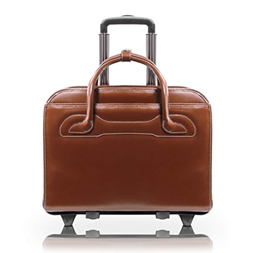 Mcklein, W Series, Willowbrook, Top Grain Cowhide Leather, 17 Leather Patented Detachable -Wheeled Ladies Laptop Briefcase, Br