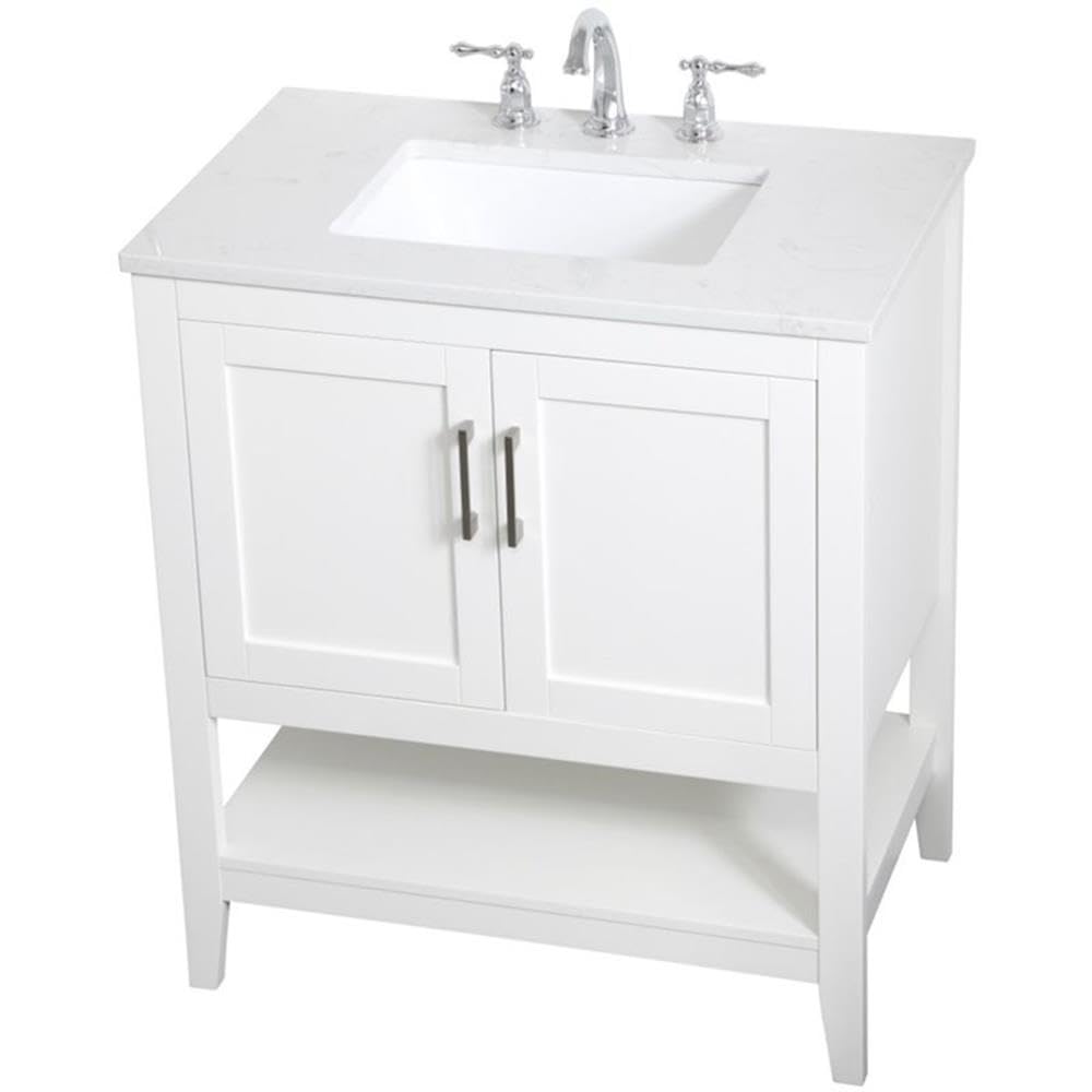 Elegant Decor Aubrey 30' Single Quartz Top Bathroom Vanity In White