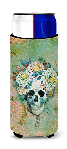Carolines Treasures Bb5124Muk Day Of The Dead Skull With Flowers Ultra Hugger For Slim Cans, Slim Can, Multicolor