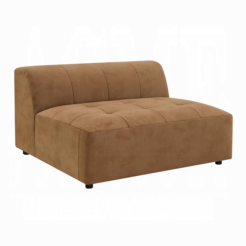 Sery Modular Armless Chair, Chocolate Brown Suede Tight Seat and Low Back