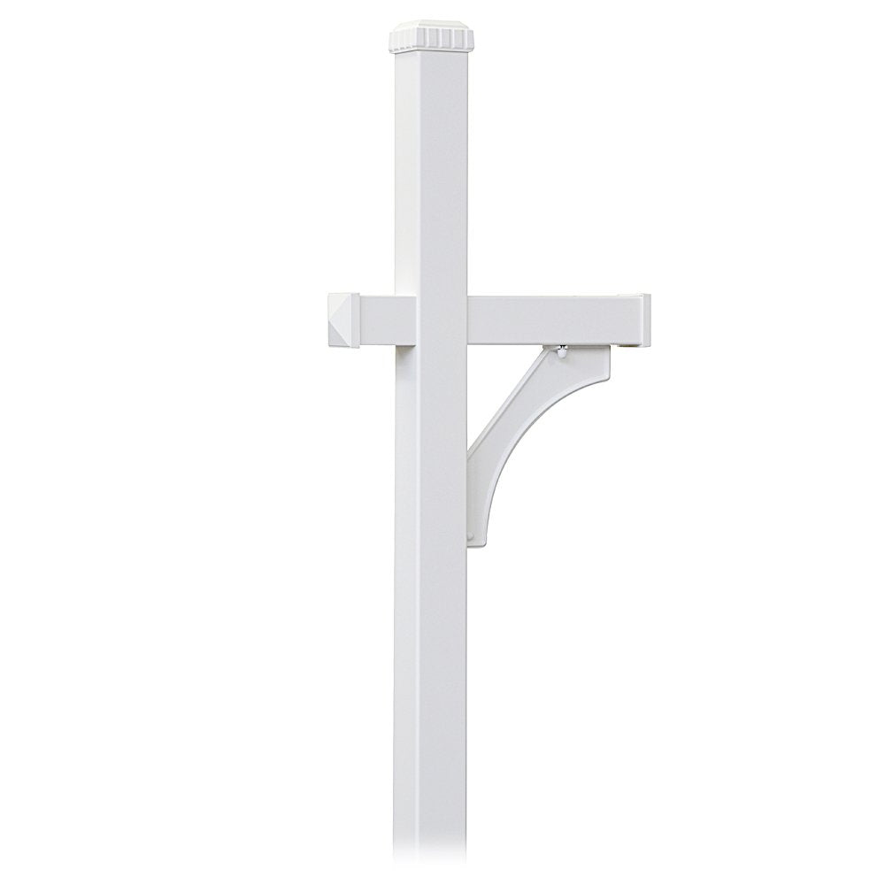 Deluxe Mailbox Post - 1 Sided - In-Ground Mounted - White