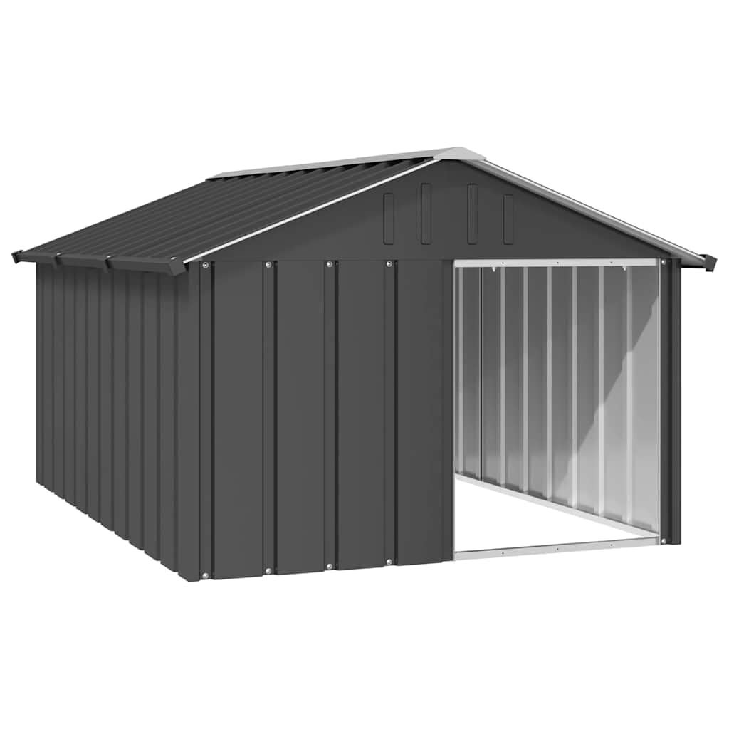 Vidaxl Large Anthracite Dog House Galvanized Steel Outdoor Kennel For Breeds 45.9 X 60.2 32.1 In Perfect Pet Shelter Houses Puppy Of Supply Shed