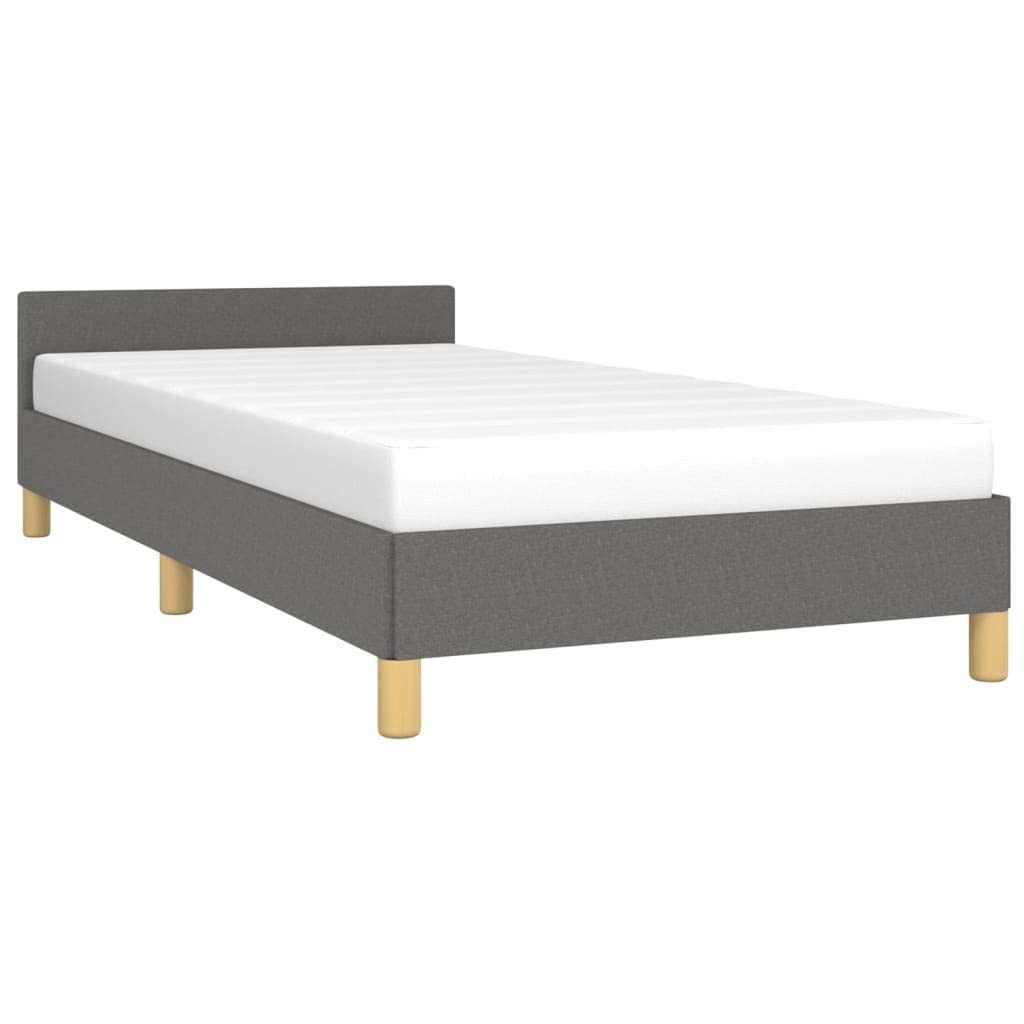vidaXL Bed Frame with Headboard Dark Gray 39.4x79.9??Twin XL Fabric