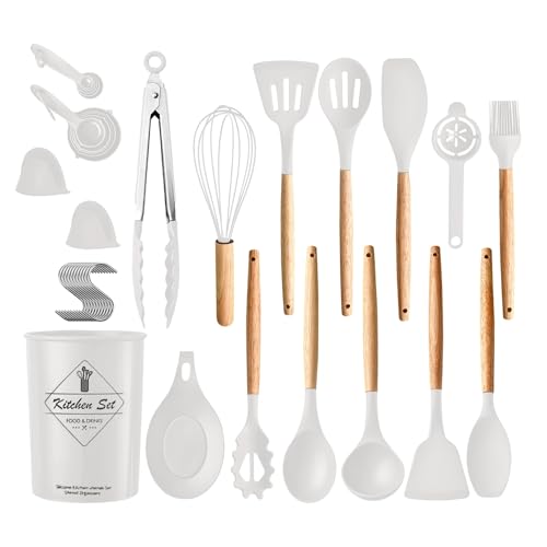 35Pcs Kitchen Cooking Utensils Set Spatula Set Baking Utensil Set Kitchen Accessories Necessities with Holder Egg Whisk Separator Tong Turner Spoons C