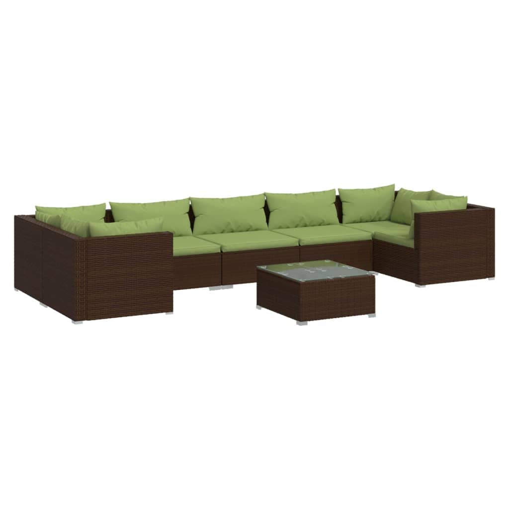 vidaXL 6 Piece Patio Lounge Set with Cushions Poly Rattan Brown