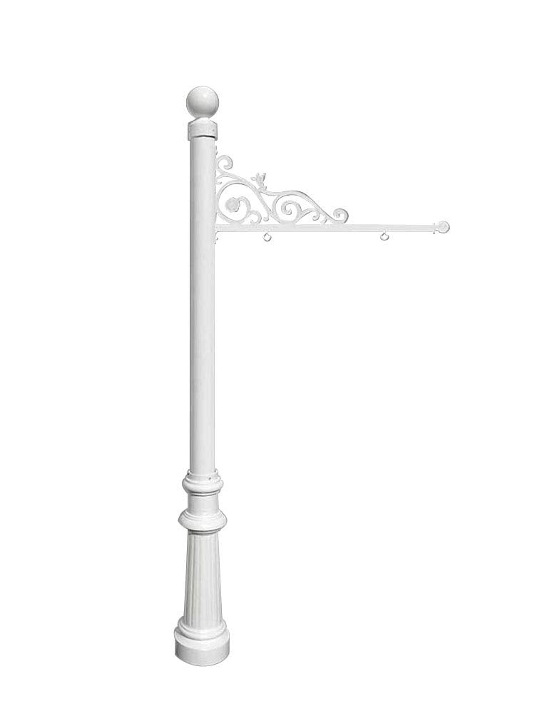 Prestige Real Estate Sign System with Ball Finial & Fluted Base in White color