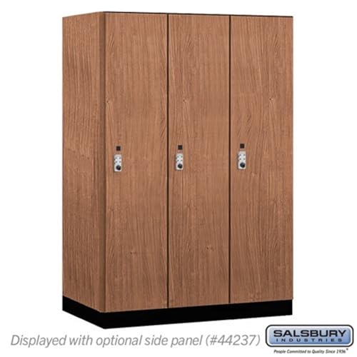 Salsbury 18 Wide Premier Wood Locker-Single Tier-3 Wide-6 Feet High-24” Deep-Red Oak-Silver Resettable Combination Locks