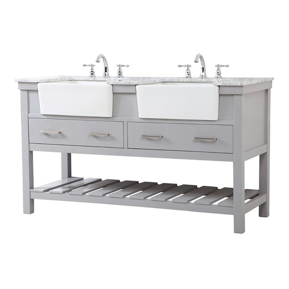 Elegant Decor Clement 60 Aluminum Mdf Double Bathroom Vanity In Gray