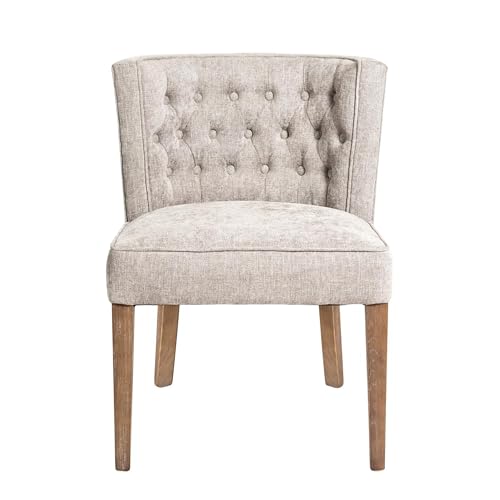 Cly Dining Side Chair Set of 2, Light Gray Fabric, Brown Solid Wood