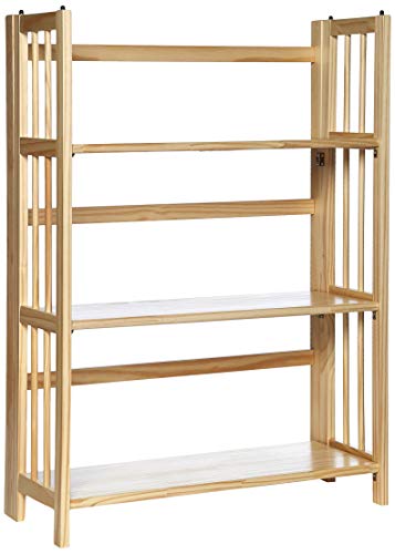 Casafoyer 3-Shelf Folding Stackable Book 27.5 Wide-Natural - (Pack Of 2)"