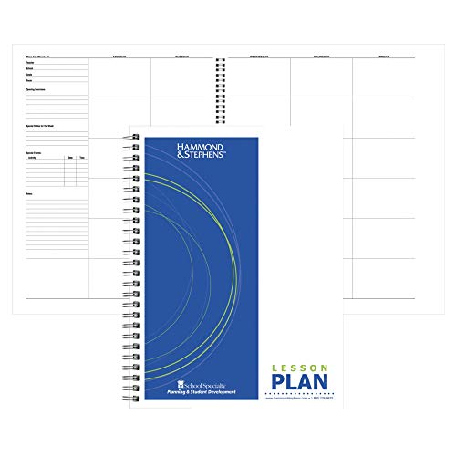 Casafoyer Hammond & Stephens Bardeen Wire-O Bound Lesson Plan Book, PolyIce Cover, 11 x 14 in, 6 Subjects, Green/ Blue | (2 Units)