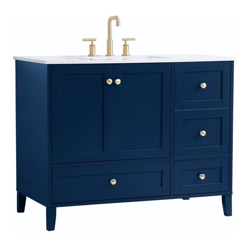 Elegant Decor Sommerville 42 Steel And Wood Single Bathroom Vanity In Blue