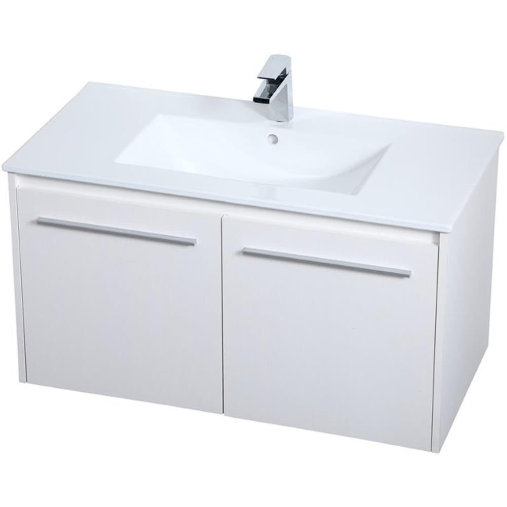 Elegant Decor Rasina 36 Single Porcelain Top Floating Bathroom Vanity In White