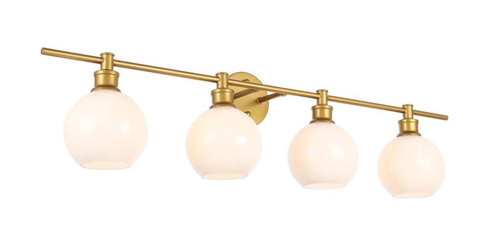 Living District Collier 4-Light Metal Wall Sconce In Brass And Frosted White