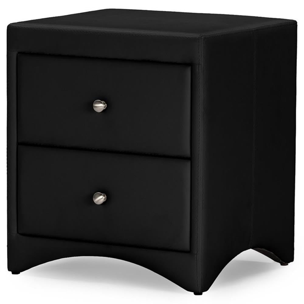 Baxton Studio  Dorian Black Faux Leather Upholstered Modern Nightstand
