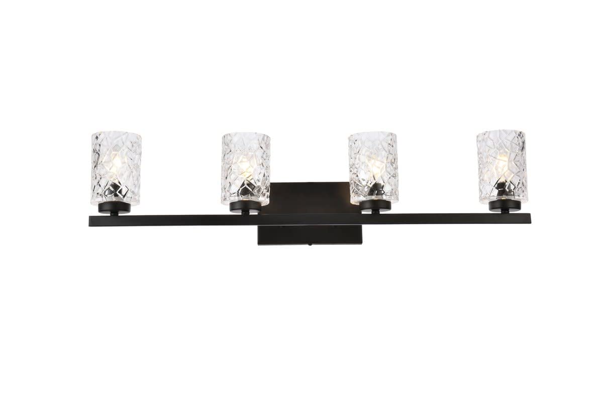 Living District Cassie 4-Light Metal Bath Sconce In Black And Clear