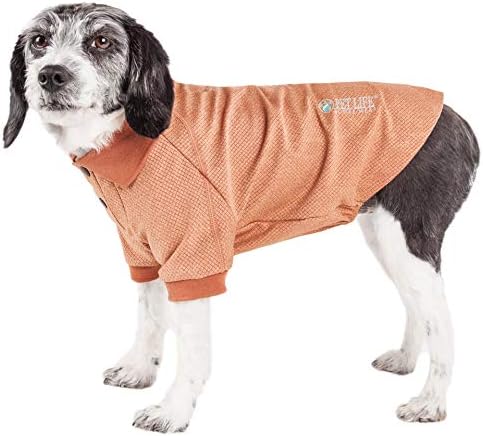 Pet Life  Active Fur-Flexed Relax-Stretch Wick-Proof Performance Dog Polo T-Shirt, Tan - Large