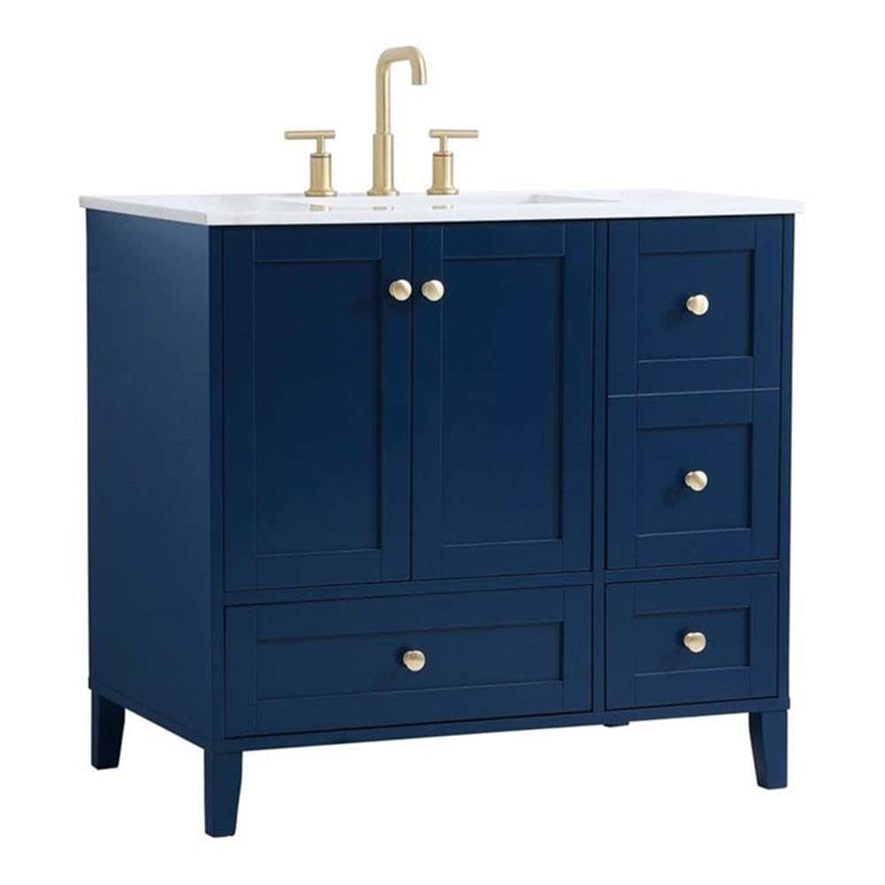 Elegant Decor Sommerville 36 Steel And Wood Single Bathroom Vanity In Blue