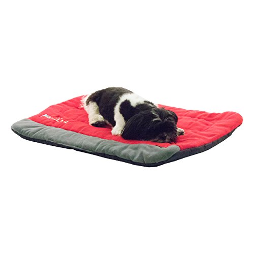 Doghelios Combat-Terrain Cordura-Nyco Reversible Nylon And Polar Fleece Travel Camping Folding Pet Dog Bed Mat, Large, Red, Grey