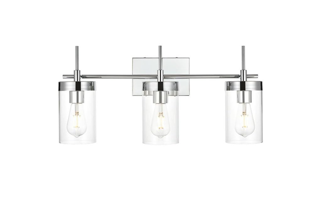 Living District Benny 3-Light Iron & Glass Bath Sconce In Chrome/Clear