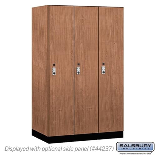 Salsbury 15 Wide Premier Wood Locker-Single Tier-3 Wide-6 Feet High-24” Deep-Red Oak-Silver Resettable Combination Locks