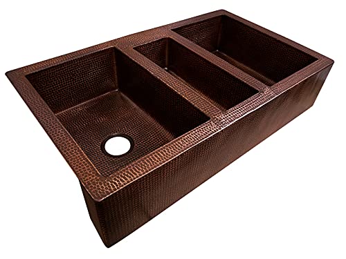 INNOVA COPPER TRIPLE BOWL FARMHOUSE KITCHEN SINK 45X25X9 G17 DARK