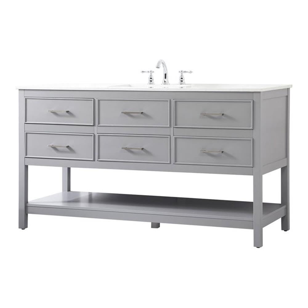 Elegant Decor Sinclaire 60 Aluminum Alloy & Mdf Single Bathroom Vanity In Gray
