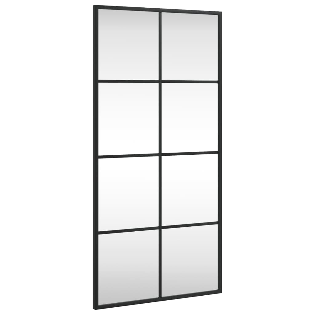 vidaXL Wall Mirror Black 15.7x31.5" Rectangle Iron"