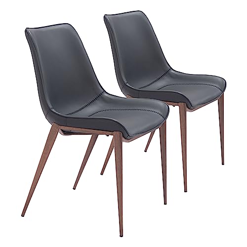 Zuo Magnus Dining Chair Black & Walnut