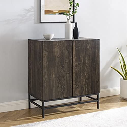 Casafoyer Furniture Jacobsen Bar Cabinet with Storage Shelves and Wine Rack, Brown Ash/Matte Black