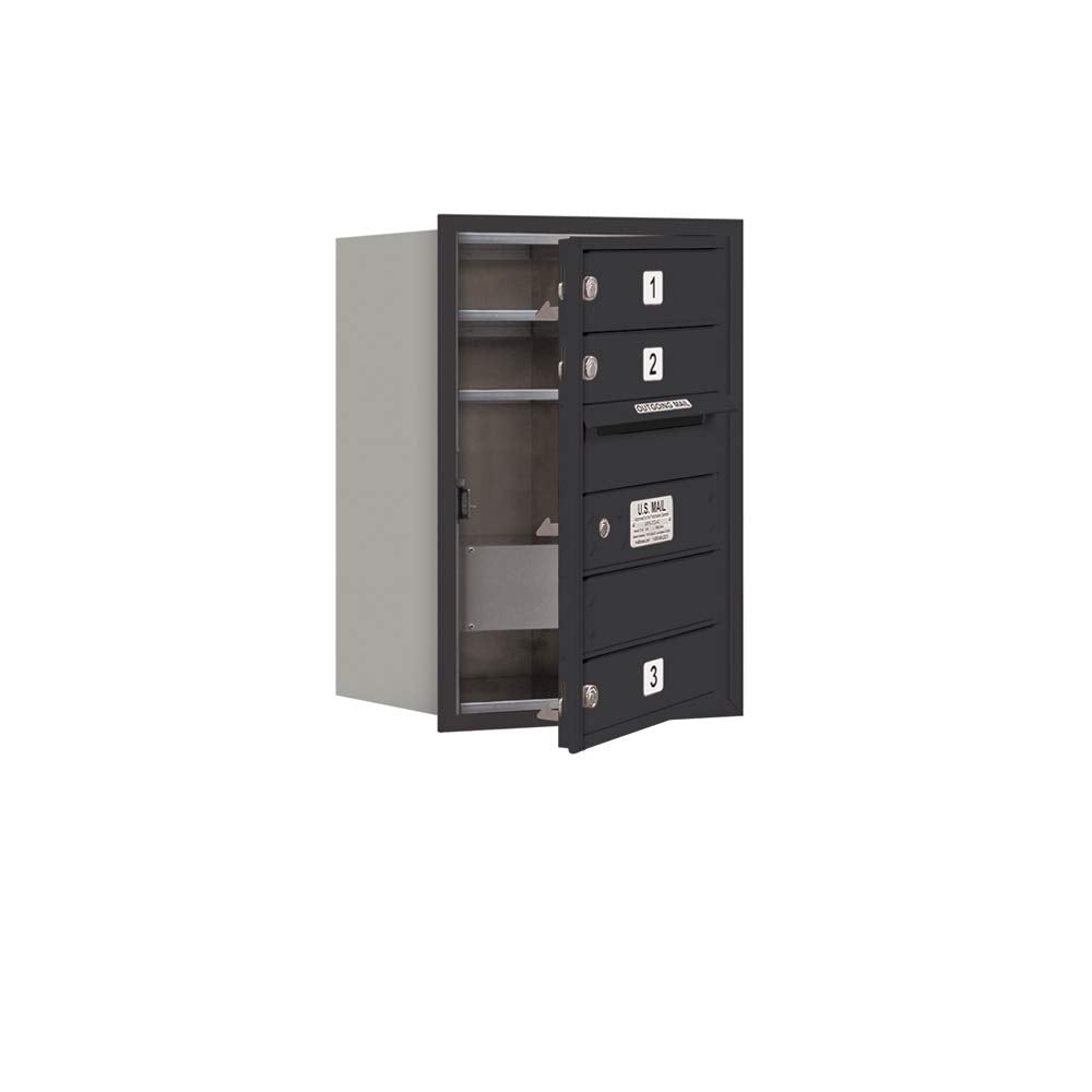 6 Door High Recessed Mounted 4C Horizontal Mailbox with 3 Doors in Black with USPS Access - Front Loading