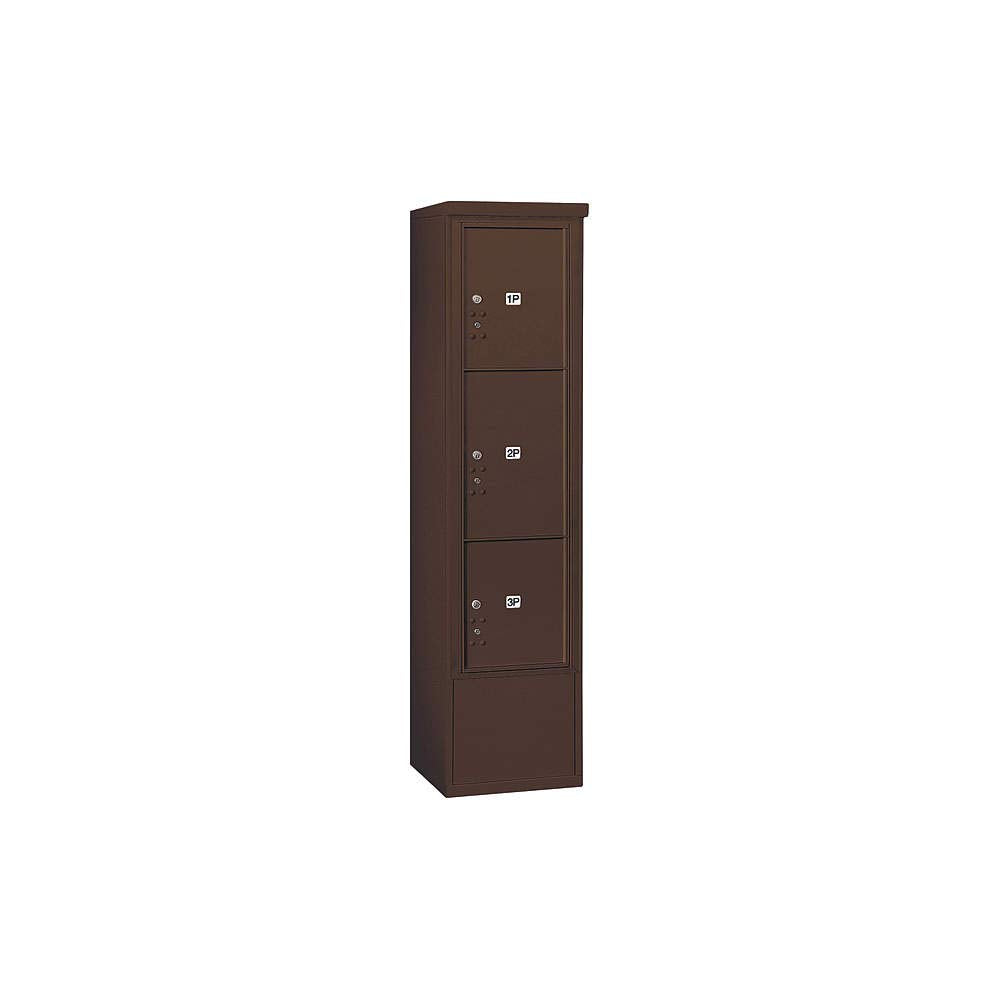 Maximum Height Free-Standing 4C Horizontal Parcel Locker with 3 Parcel Lockers in Bronze with Private Access