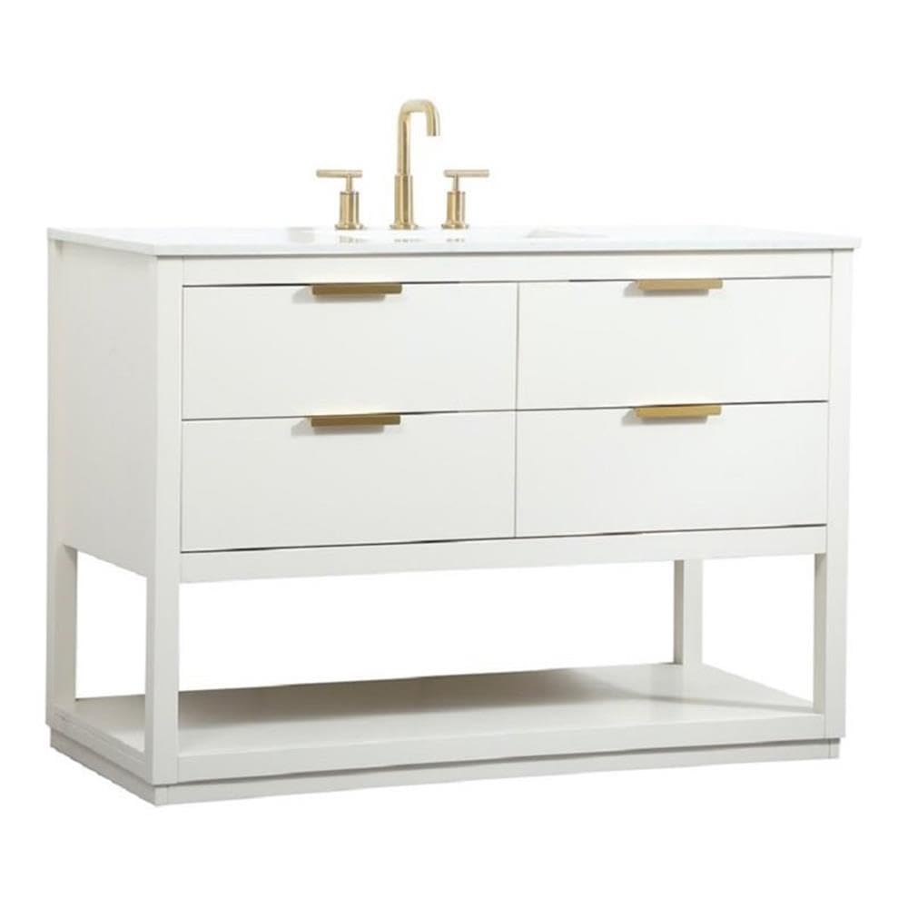 Elegant Decor Larkin 48 Solid Wood Mdf Single Bathroom Vanity In White