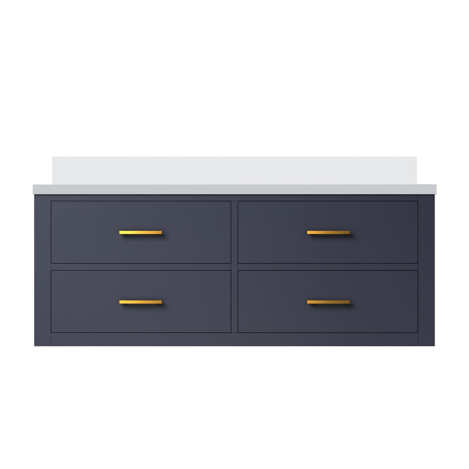 Castor 48 in W x 22 in D Blue Double Bath Vanity and White Quartz Top