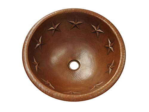 INNOVA COPPER ROUND BATH SINK STARS DESIGN ROUND LIP 17X17X6 G18 DARK