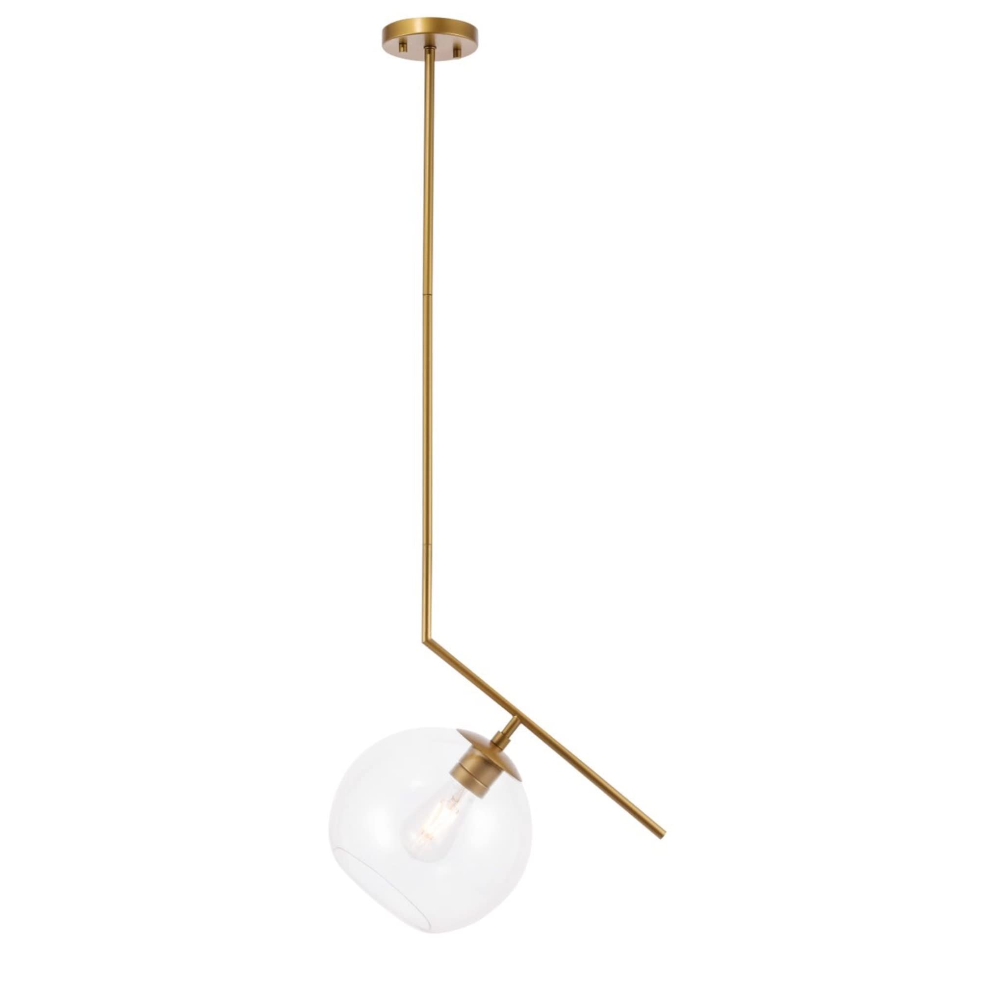 Ryland 1 light Brass and Clear glass pendant