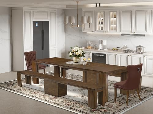 5 Pieces Extendable Dining Set Includes a Rectangle Kitchen Table