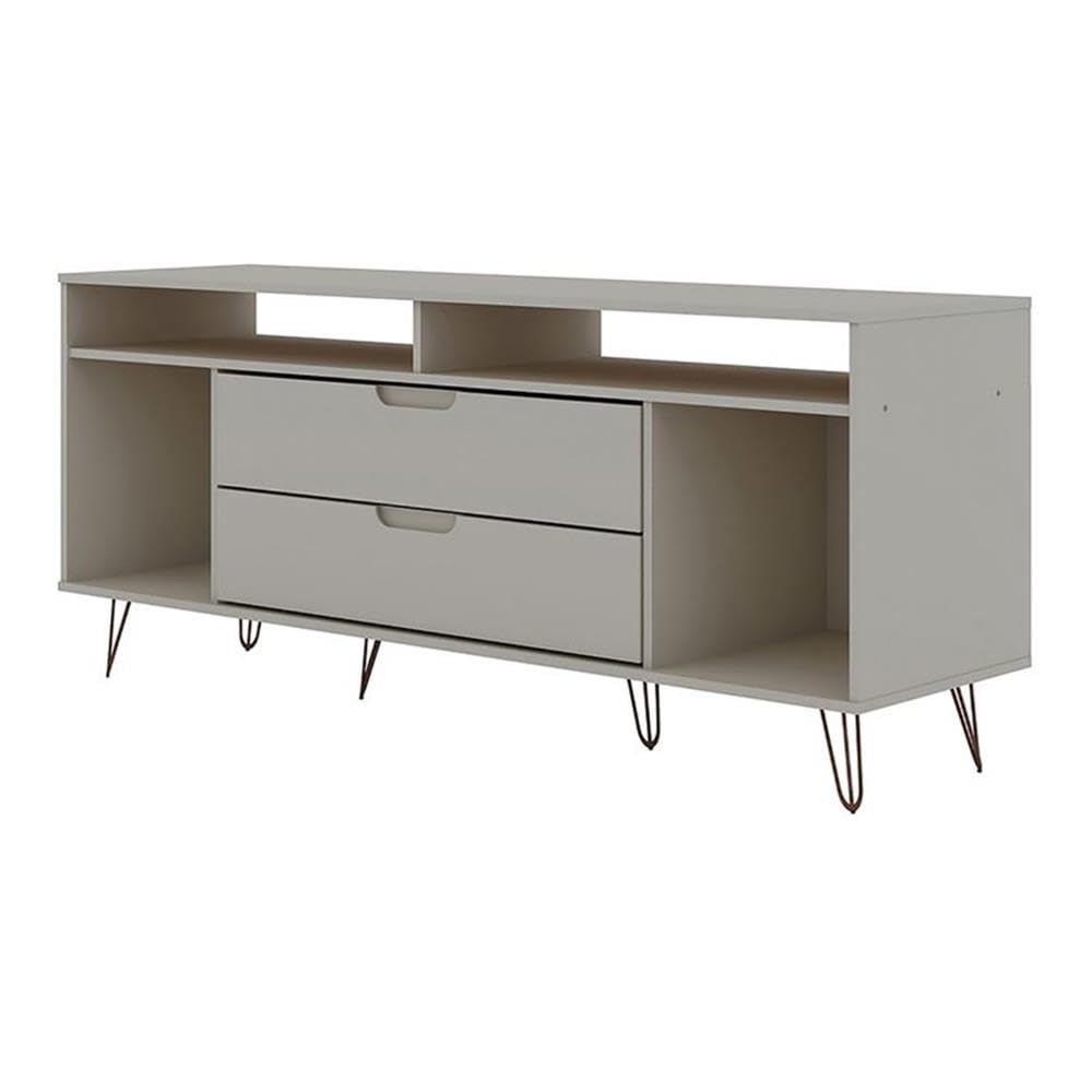 Rockefeller 62.99 TV Stand with Metal Legs and 2 Drawers in Off White