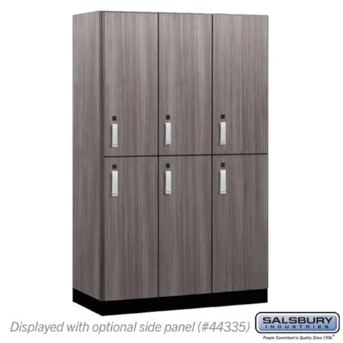 Salsbury 15 Wide Premier Wood Locker-Double Tier-3 Wide-6 Feet High-21” Deep-Skyline Walnut-Silver Electronic Locks