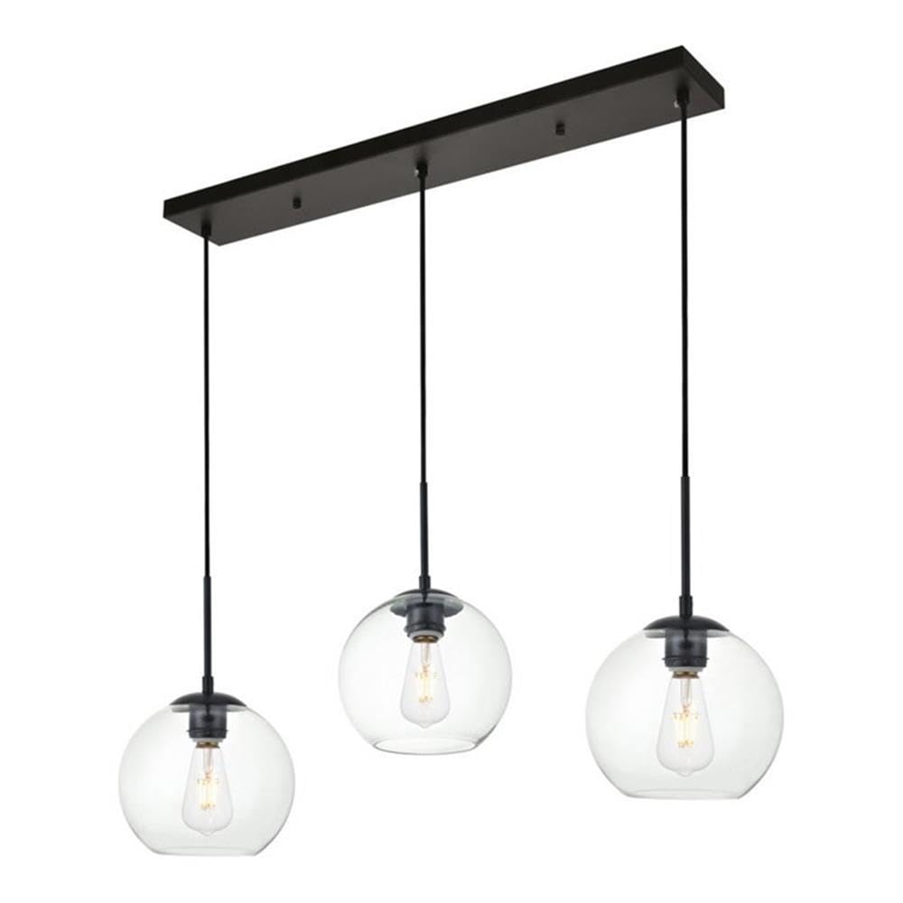 Baxter 3 Lights Black Pendant With Clear Glass