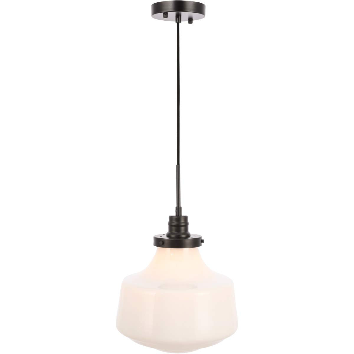 Lyle 1 light Black and frosted white glass pendant