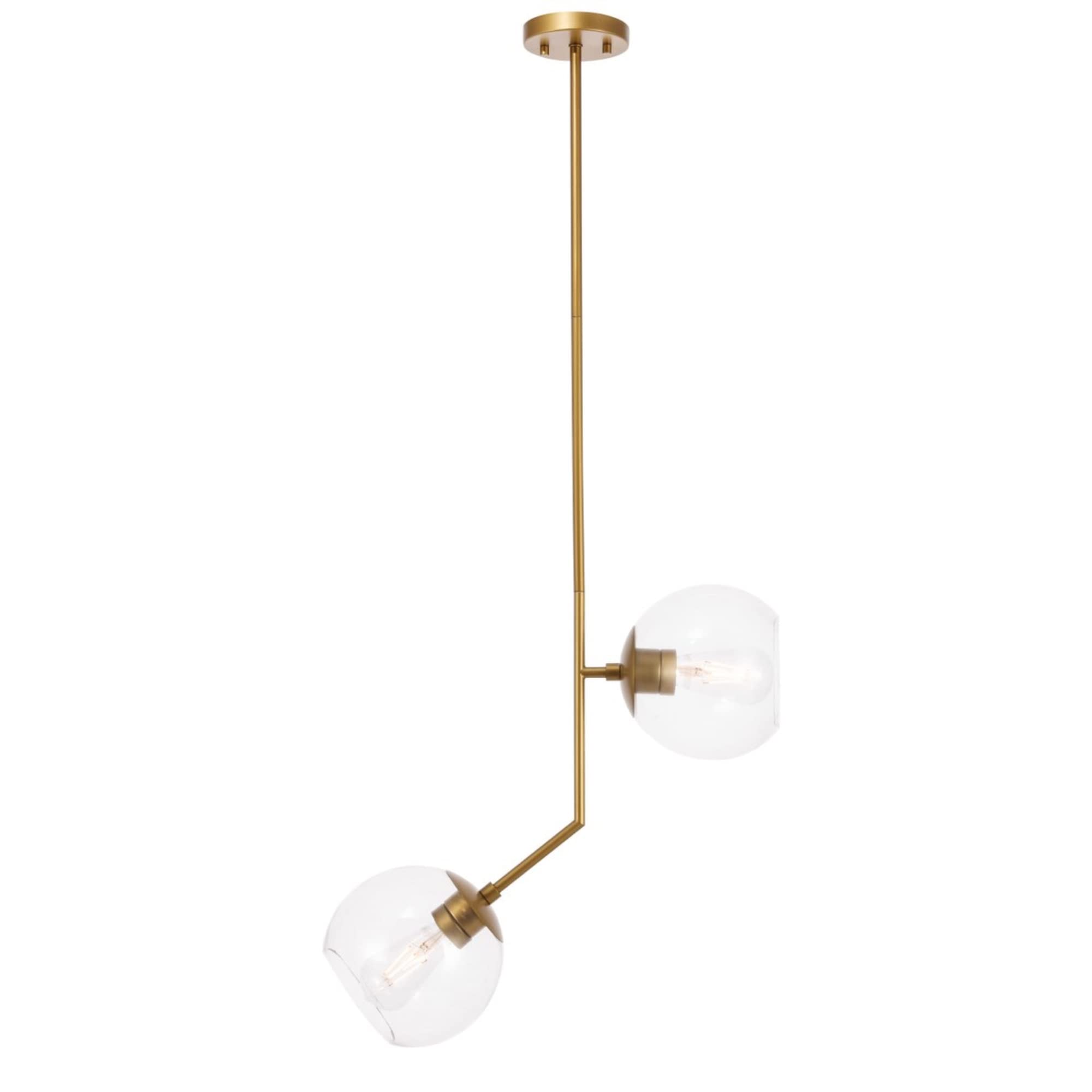 Ryland 2 light Brass and Clear glass pendant