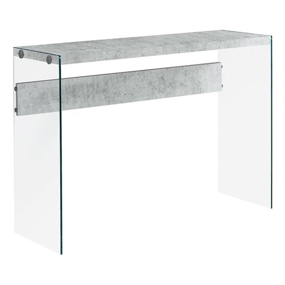 Accent Table, Console, Entryway, Narrow, Sofa, Living Room, Bedroom, Tempered Glass, Laminate, Grey, Clear, Contemporary, Modern